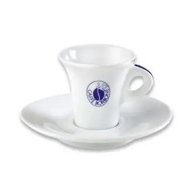 Set 6 Tazzine Porcellana Caffè con Piattini Borbone - Bianche