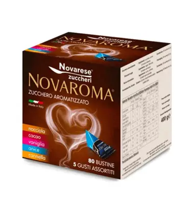 80 Bustine Novaroma Zucchero Aromatizzato Misto - 5 Gusti