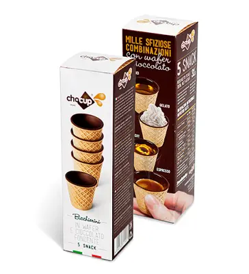 5pz Chocup Mini Bicchierini Cialda con Cioccolato - 30ml Caffè