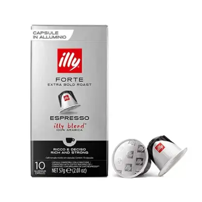 10 Illy Caffè Capsules Compatible with Nespresso FORTE - Dark Roast