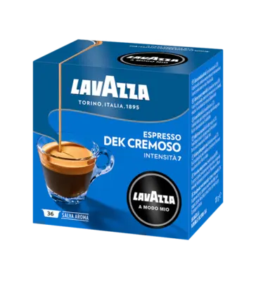 36 Original Lavazza A Modo Mio DEK CREMOSO Coffee Capsules - decaffeinated, intensity 7/10