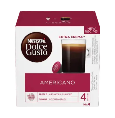 16 Original Nescafè Dolce Gusto AMERICANO LUNGO Capsules - 100% Arabica, intensity 4/13