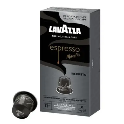 12 Lavazza Espresso Maestro Ristretto Coffee Capsules Nespresso Compatible Aluminium