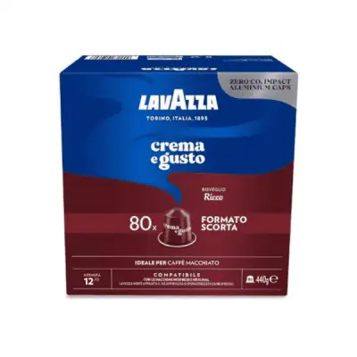 80 Lavazza Crema e Gusto RICCO Coffee Capsules - Nespresso compatible, medium roast