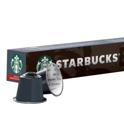 10 Starbucks Decaffeinated Coffee Capsules Espresso Roast by Nespresso - Caramel Notes, Aluminum