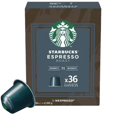 36 Starbucks Coffee Espresso Roast Capsules by Nespresso - Caramel Notes, Aluminum