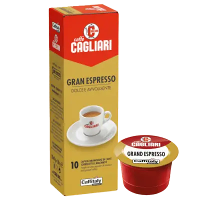 10 Capsules Grand Espresso Coffee Blend Cagliari Caffitaly System - sweet and enveloping