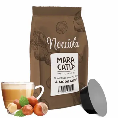 16 Nocciolino Maracatú Capsules Compatible with Lavazza A Modo Mio