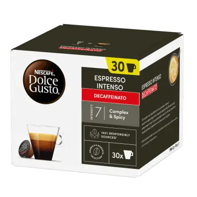 30 Original Nescafè Dolce Gusto ESPRESSO INTENSE DECAFFEINATED Coffee Capsules
