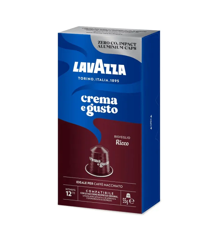 10 Capsule Caffè Lavazza Crema e Gusto RICCO compatibili Nespresso Alluminio