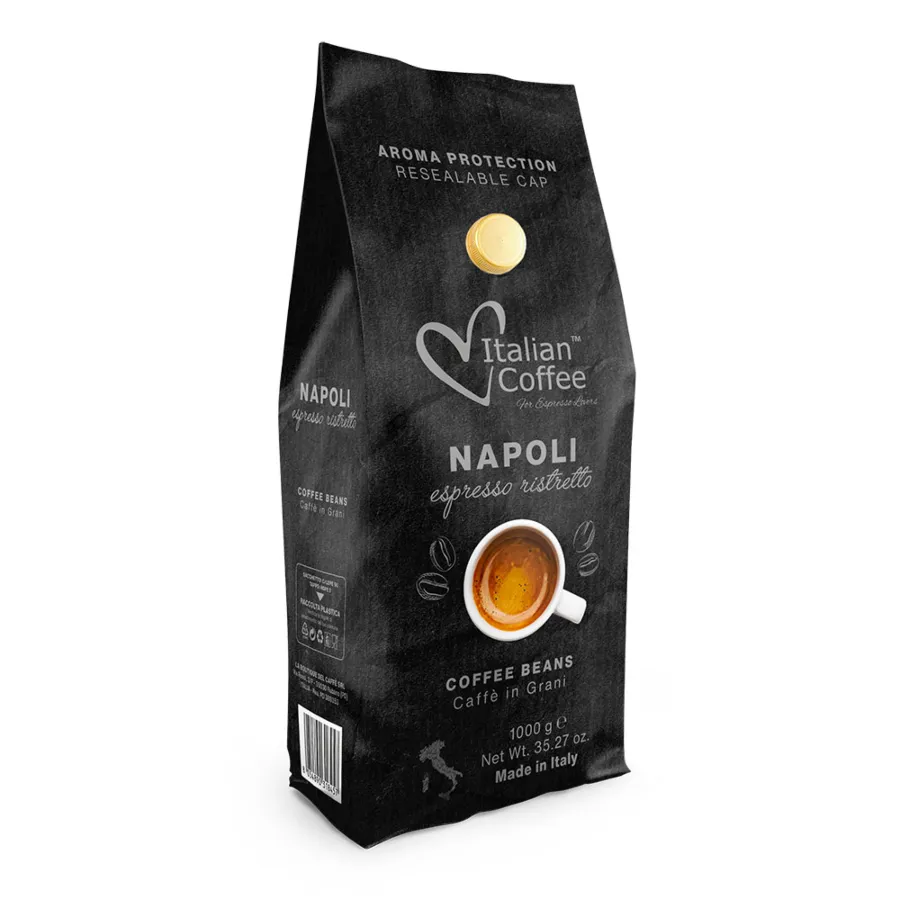 Italian Coffee Napoli Espresso Ristretto Kaffeebohnen 1kg - Intensiv 100% Robusta