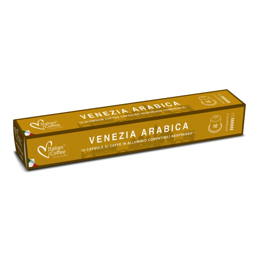 10 Venezia Arabica Italian Coffee Aluminium Capsules - Nespresso® Compatible, 100% Arabica