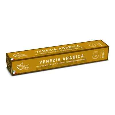 10 Venezia Arabica Italian Coffee Aluminium Capsules - Nespresso® Compatible, 100% Arabica