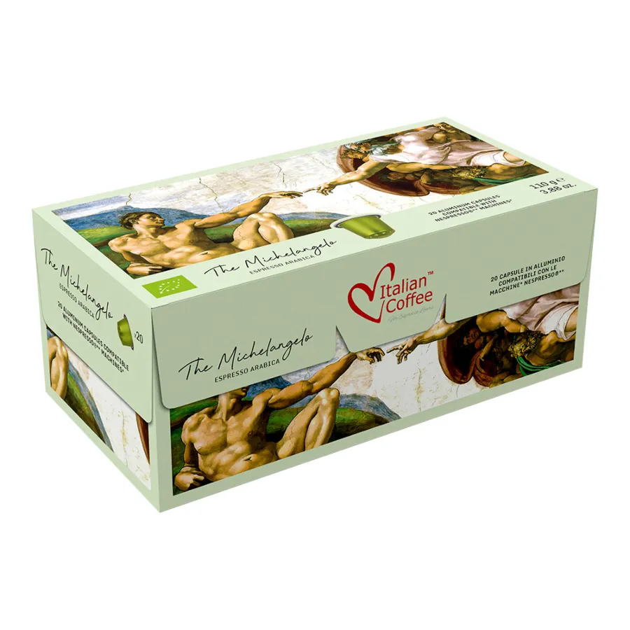 20 Kapsułek Aluminiowych Italian Coffee Michelangelo Arabica Bio - Kompatybilne z Nespresso®
