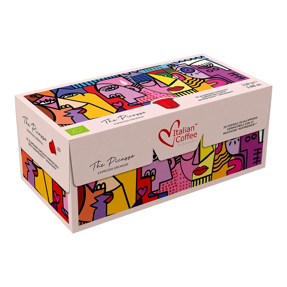 20 Italian Coffee Picasso Creamy Organic Aluminium Capsules - Nespresso® Compatible