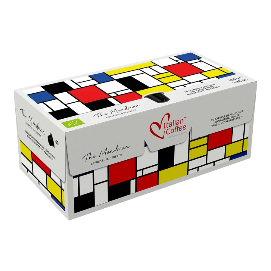 20 Kapsułek Italian Coffee Mondrian Ristretto Bio - kompatybilne z Nespresso®