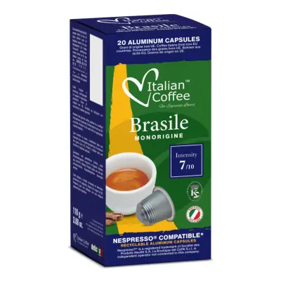 20 Aluminum Coffee Capsules Brazil Single Origin Italian Coffee - Nespresso® Compatible