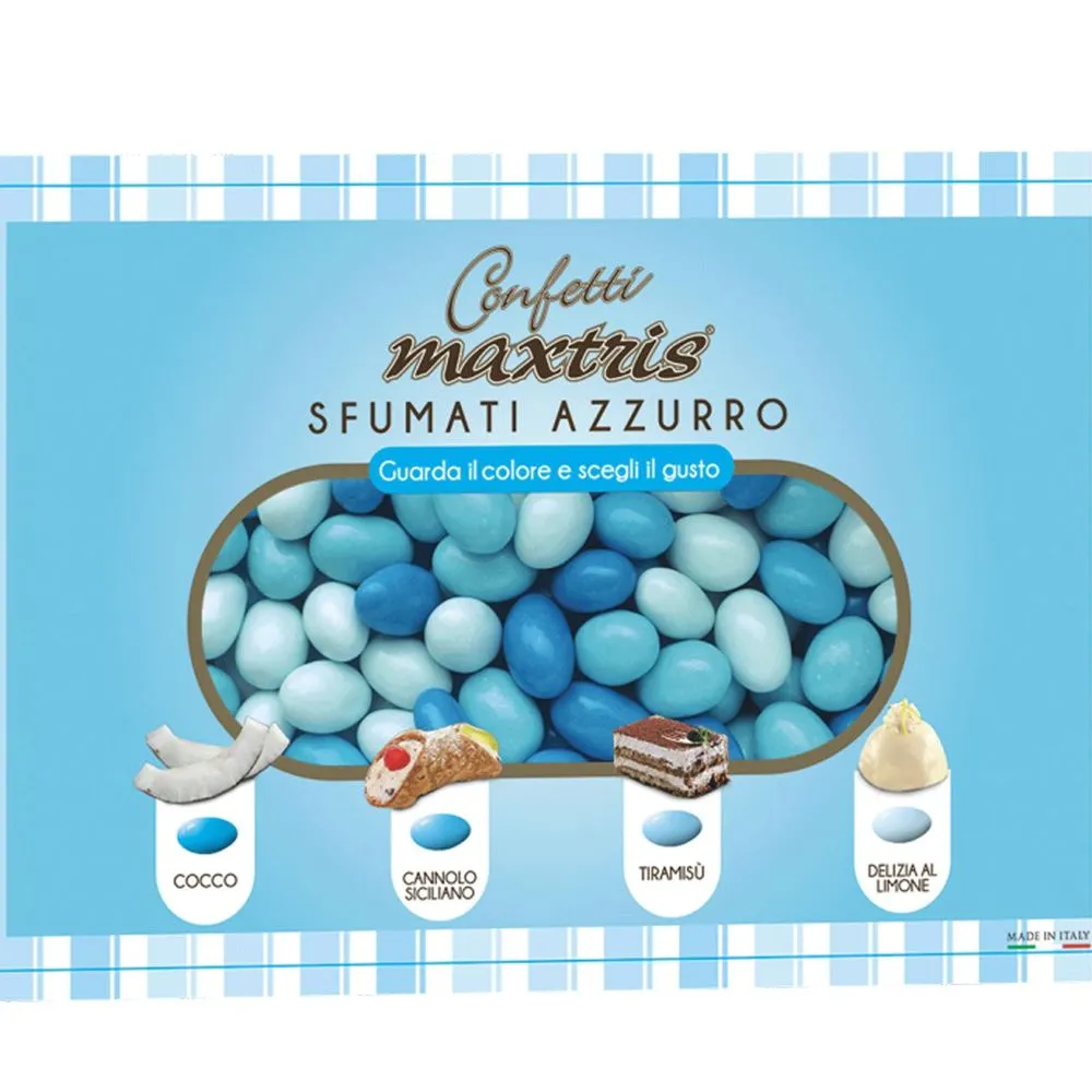 1Kg Maxtris Ciocomandorla Sfumati Azzurro - blue Italian dragées