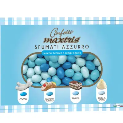 1Kg Maxtris Ciocomandorla Sfumati Azzurro - confetti blu