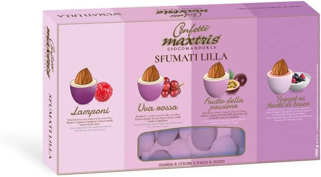 Confetti Maxtris Mandorla Sfumato Lilla 4 Gusti - włoskie dragées
