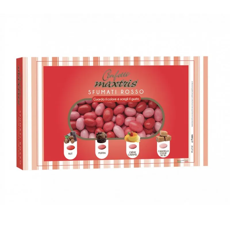 1kg Sfumati Red Dragèe Confetti Maxtris - italienische bunte Mischung
