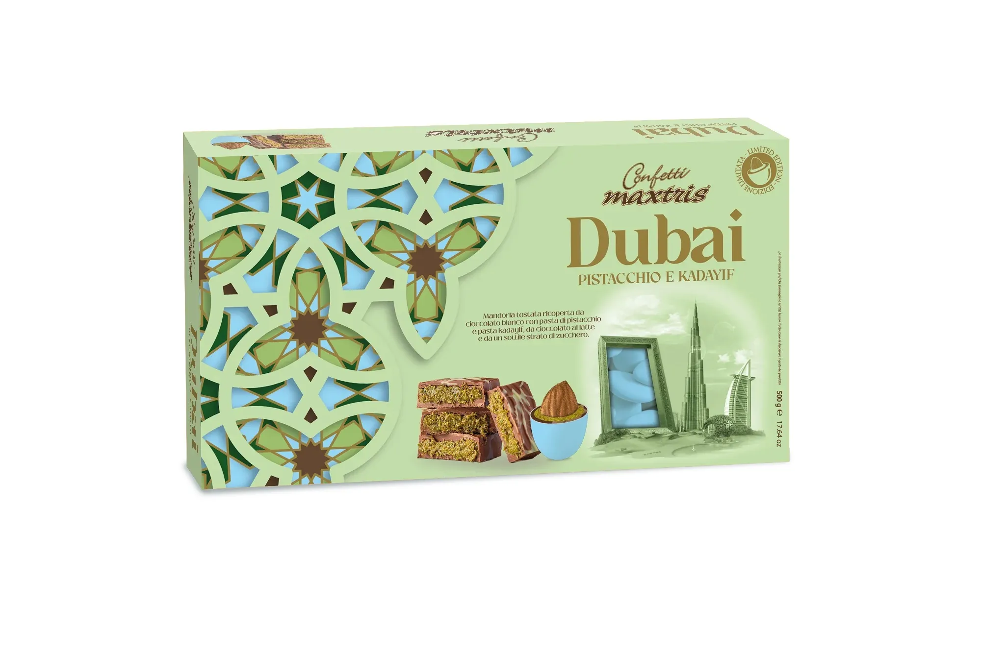 Maxtris Dubai Pistacchio e Kadayif Celeste - Italian dragées