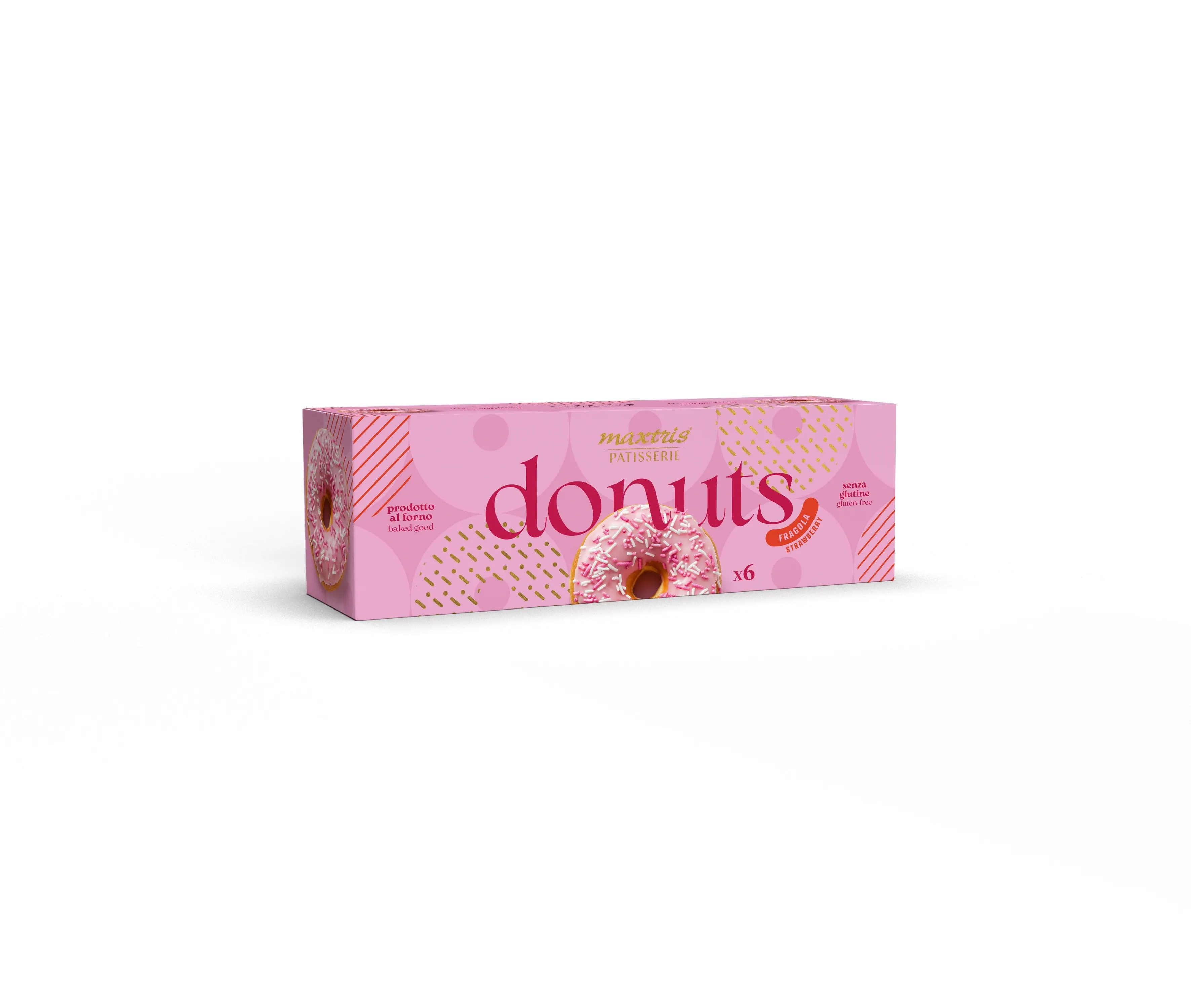 6 szt. Maxtris Donuts Fragola 210g - włoskie donuty truskawkowe