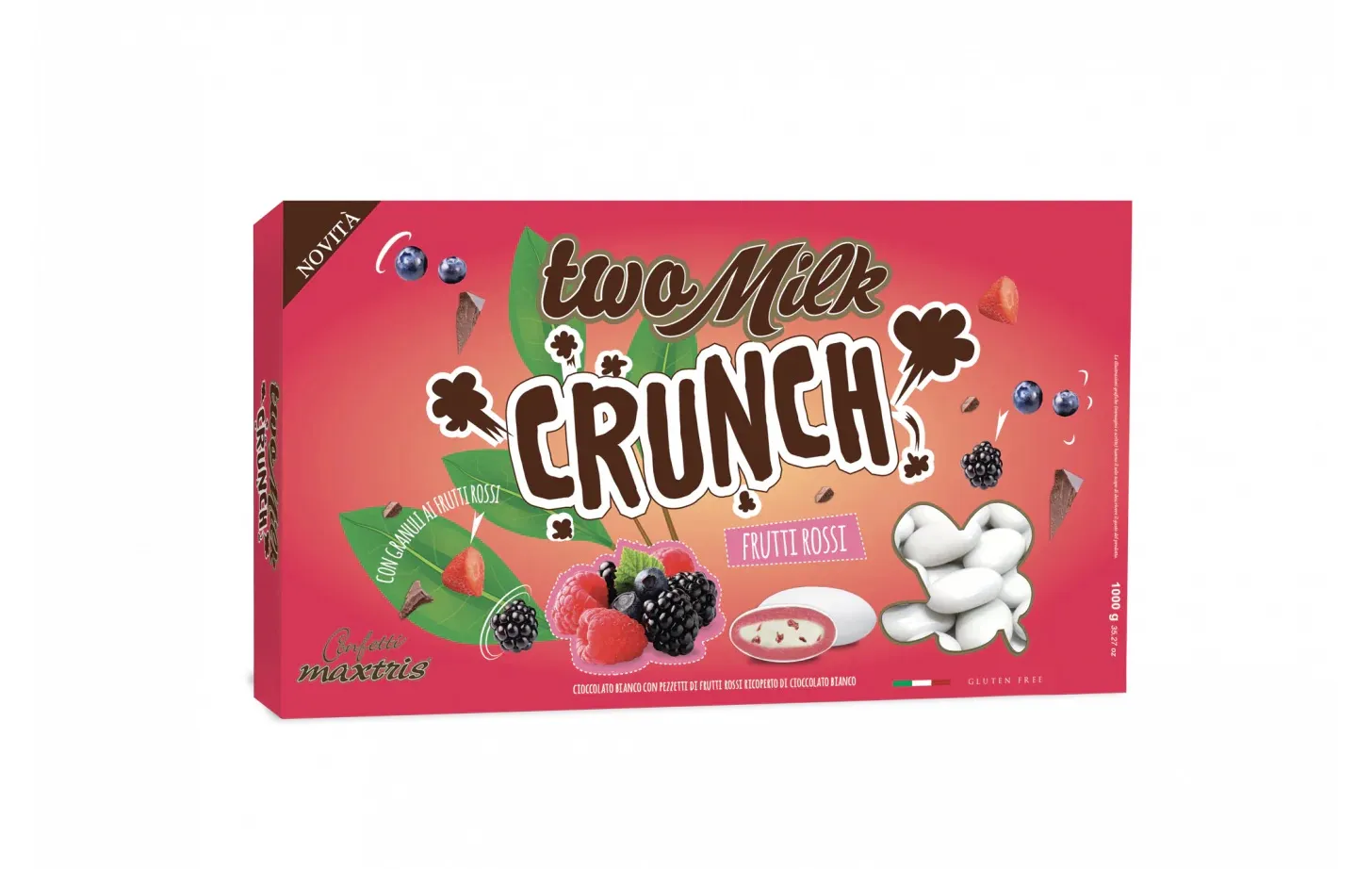 1kg Maxtris Two Milk Crunch Frutti Rossi - red berries dragées
