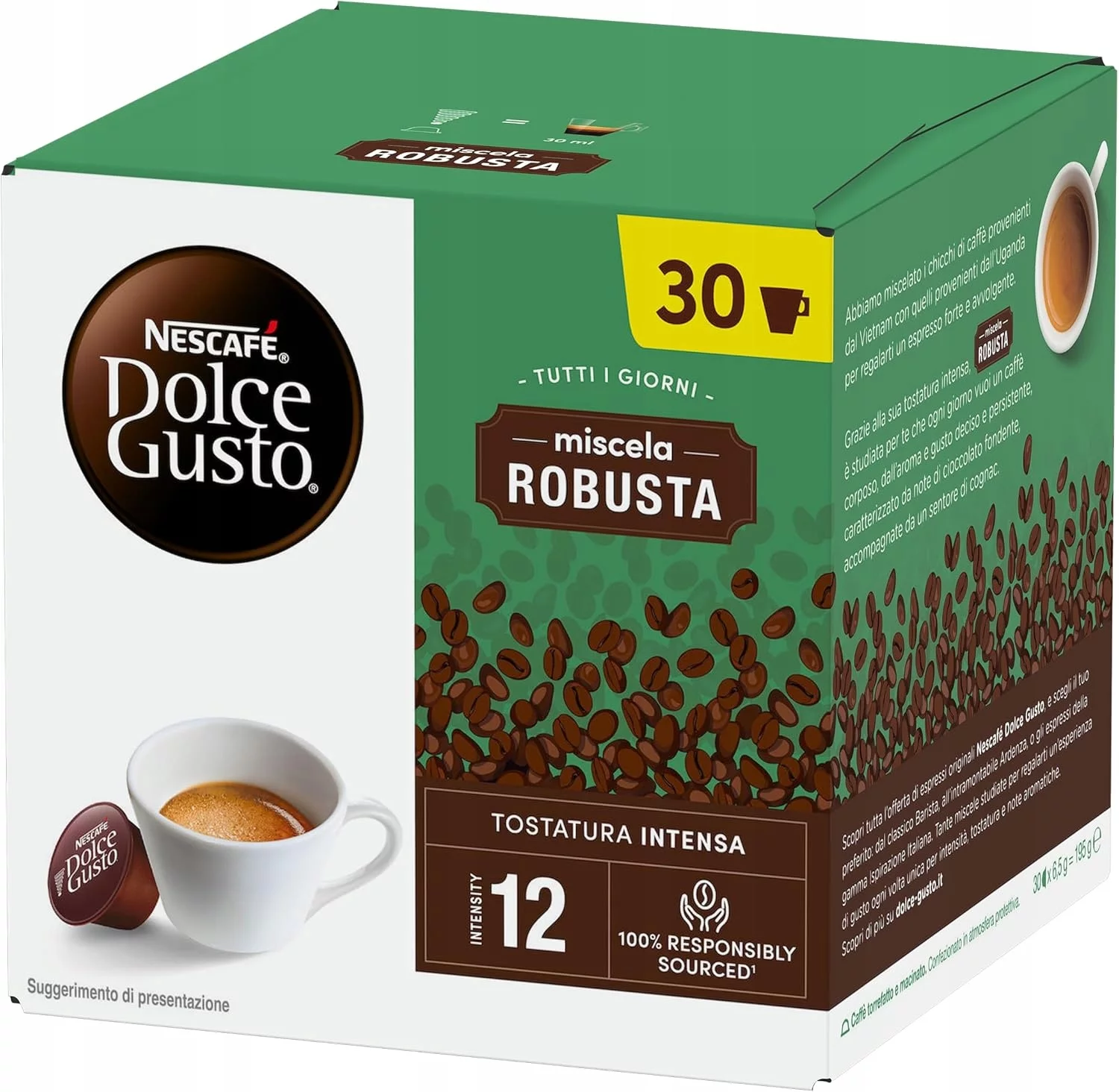 30 Nescafe Dolce Gusto Robusta XXL Kapseln - Intensität 12/13
