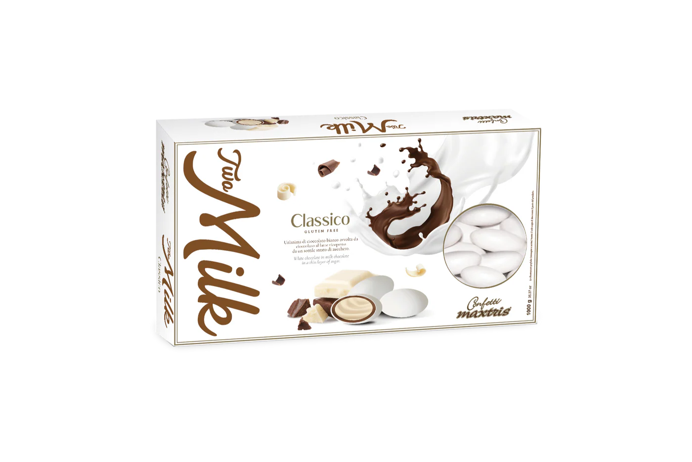1kg Maxtris Two Milk Classico Bianco - Gluten-Free White Chocolate