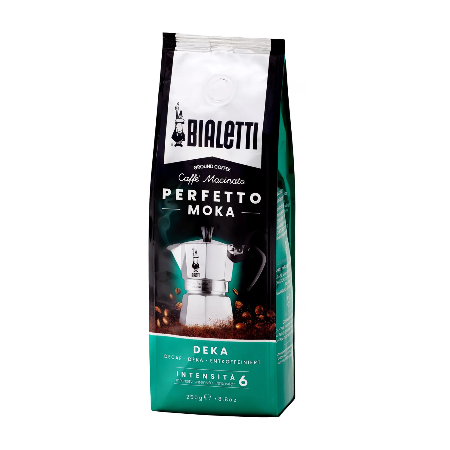 250g Bialetti Perfetto Moka Deka Decaffeinated Ground Coffee - Dark Roast
