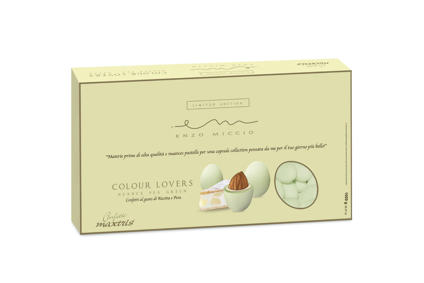 1kg Enzo Miccio Nuance Pea Green Maxtris - confetti design mandorle