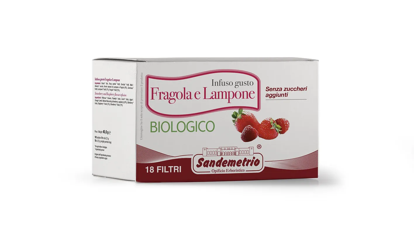 18 Filtri Infuso Fragola e Lampone BIO Sandemetrio - Bio-Erdbeere-Himbeere-Tee
