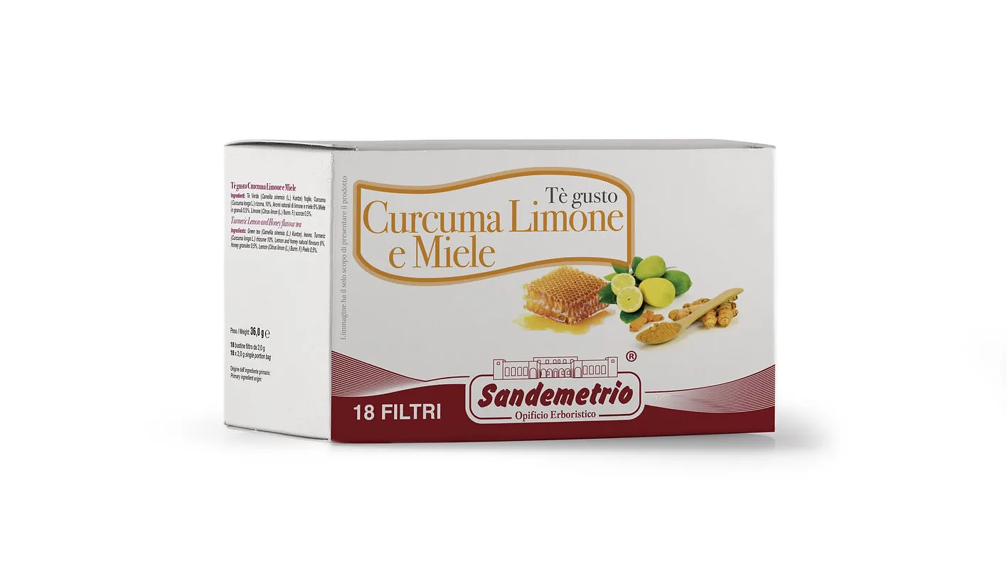 18 Filtri Sandemetrio Tè Gusto Curcuma Limone e Miele - Tè Curcuma Limone Miele