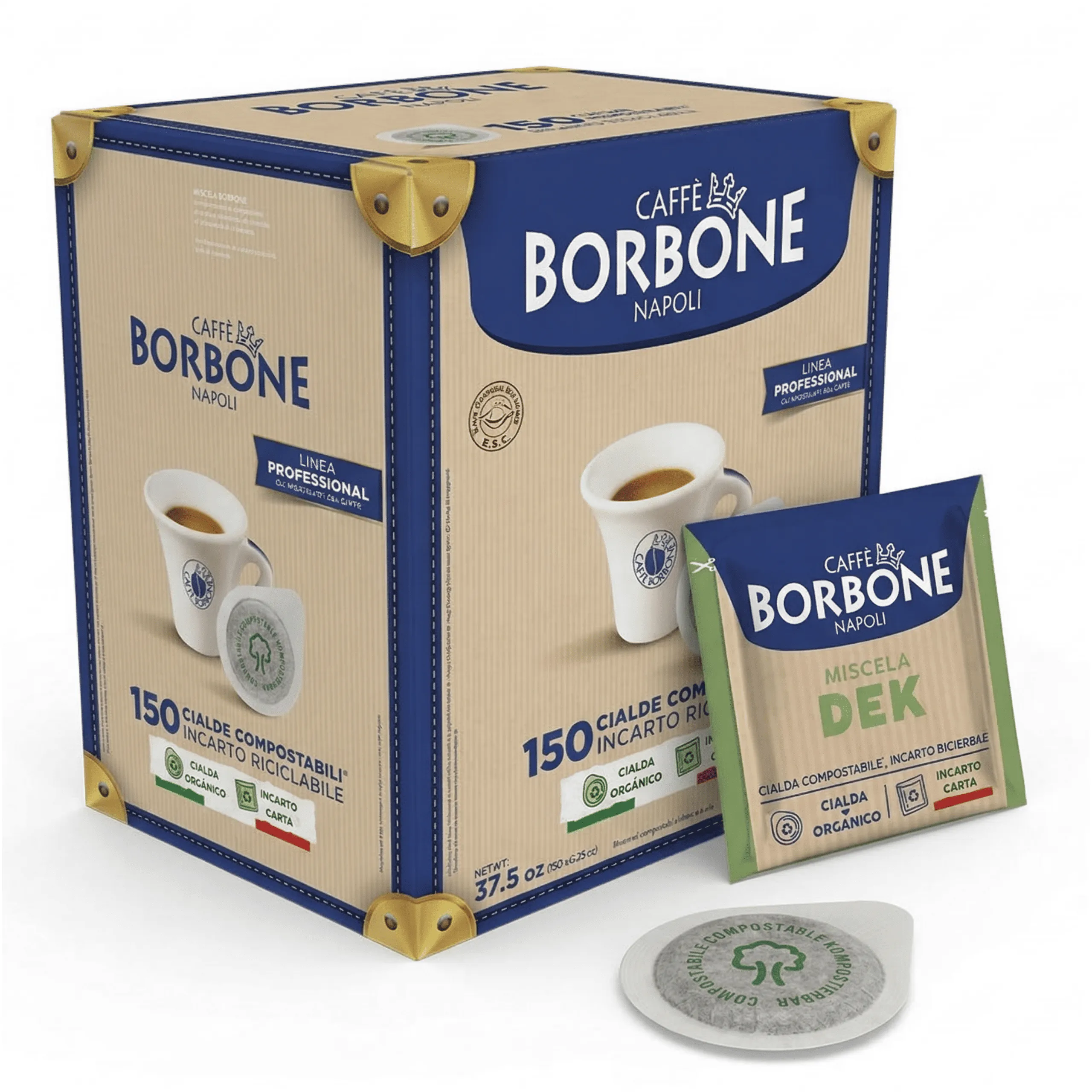 150 ESE Pods Borbone DEK Green Blend 44mm - Decaffeinated with Real Espresso Taste