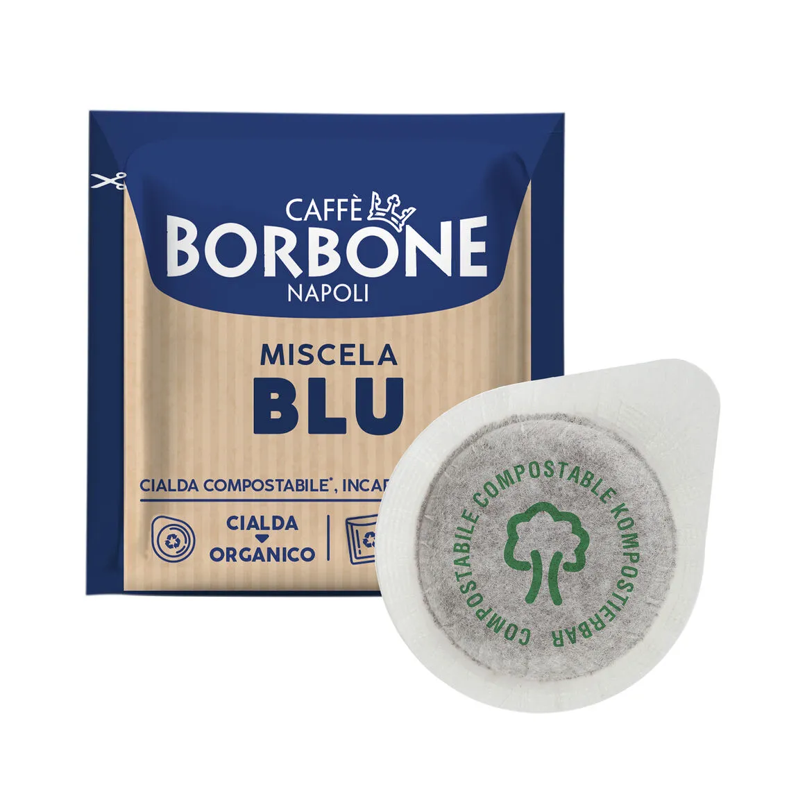150 Compostable Coffee Pods BORBONE Miscela Blu - ESE 44mm