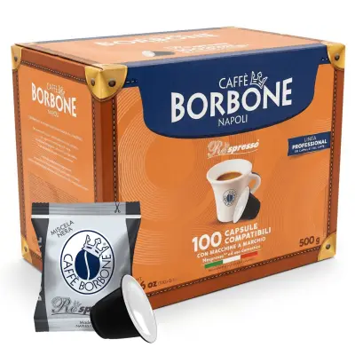 100 Capsules Caffè BORBONE Respresso BLACK Blend for Nespresso - Intense Espresso