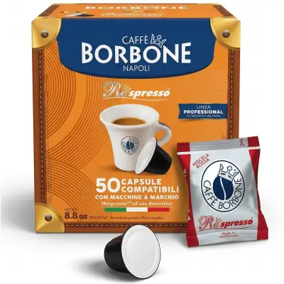 50 Nespresso Compatible Borbone Respresso RED Blend Capsules - Energizing Espresso