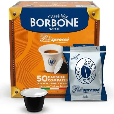 50 Nespresso Compatible Borbone Respresso BLUE Blend Capsules - Classic Bar