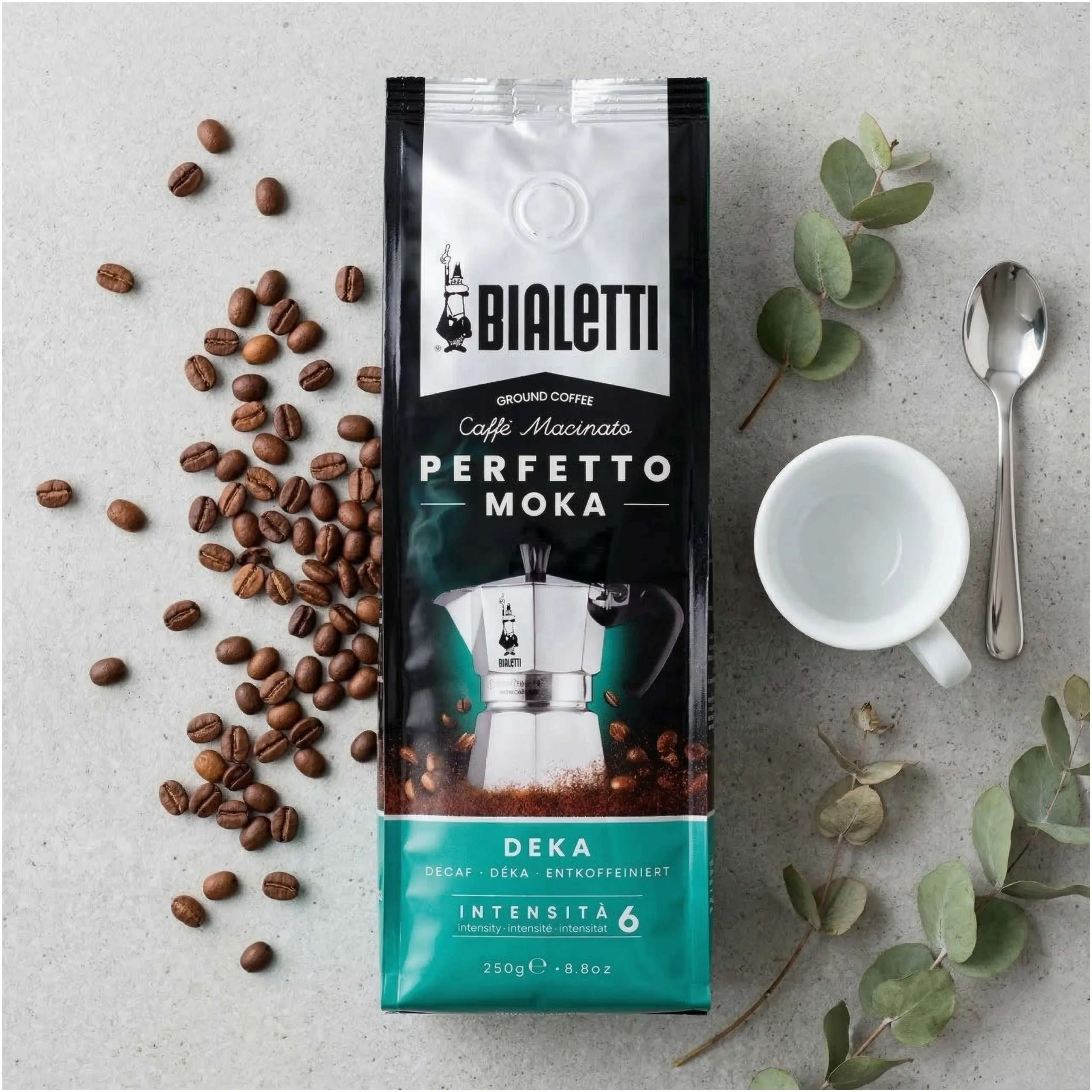250g Bialetti Perfetto Moka Deka Decaffeinated Ground Coffee - Dark Roast