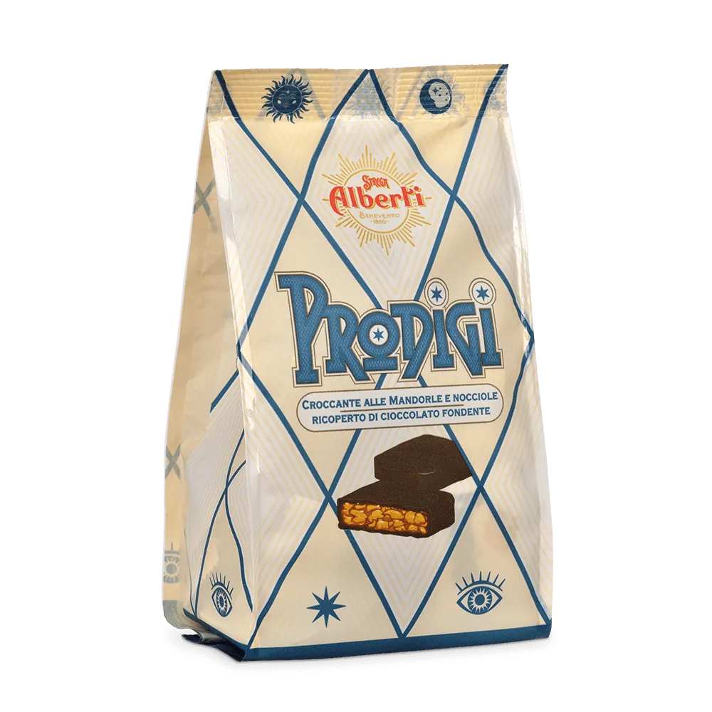 Prodigi - Kruszonka migdałowo-orzechowa oblana ciemną czekoladą Strega 150g