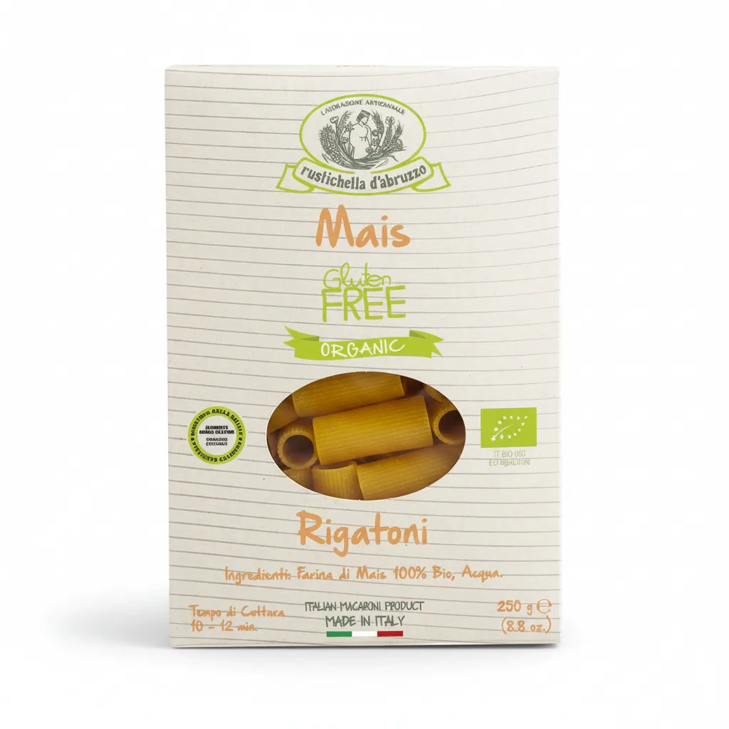 250g Gluten-Free Organic Corn Rigatoni – 100% Italian Corn